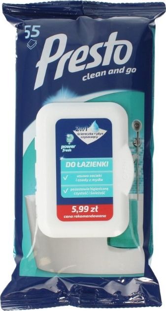 Presto PRESTO_2w1 Ściereczka + Płyn czyszczący do łazienki 55szt.