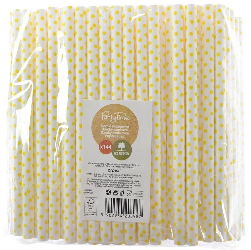 Słomki papierowe jumbo 10mm żółte 144szt