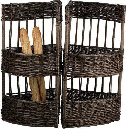 WickerPL wiklinowy ciemny Kosz na bagietki trójkąt 40x40 H69 cm