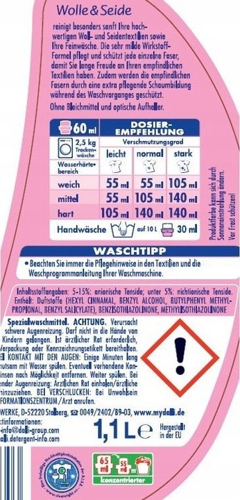 Płyn do płukania DALLI Żel do prania jedwab wełna DALLI Wolle&Seide 20 prań 1,1 l