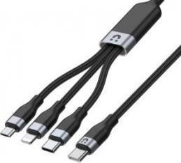 Kabel USB Unitek USB-C - USB-C + microUSB + Lightning 1.5 m Czarno-szary (C14101BK-1.5M)