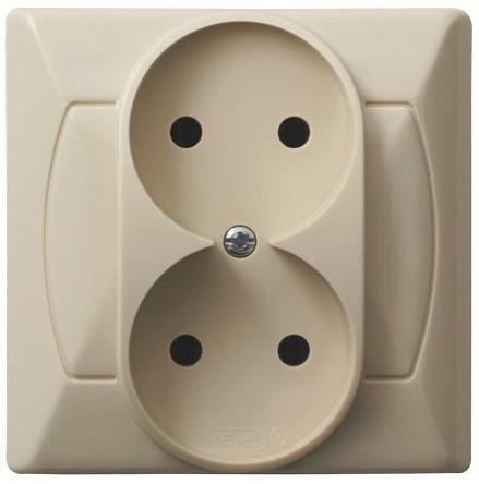 Ospel Gniazdko podwójne bez uziemienia AKCENT GP-2A/00 beż