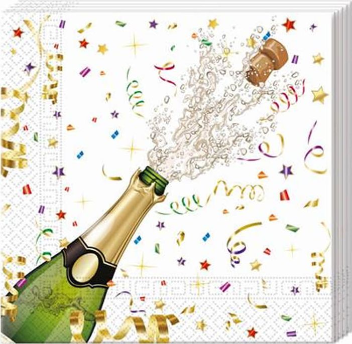 PROCOS Serwetki Szampan na sylwestra - 33 cm - 20 szt. uniwersalny