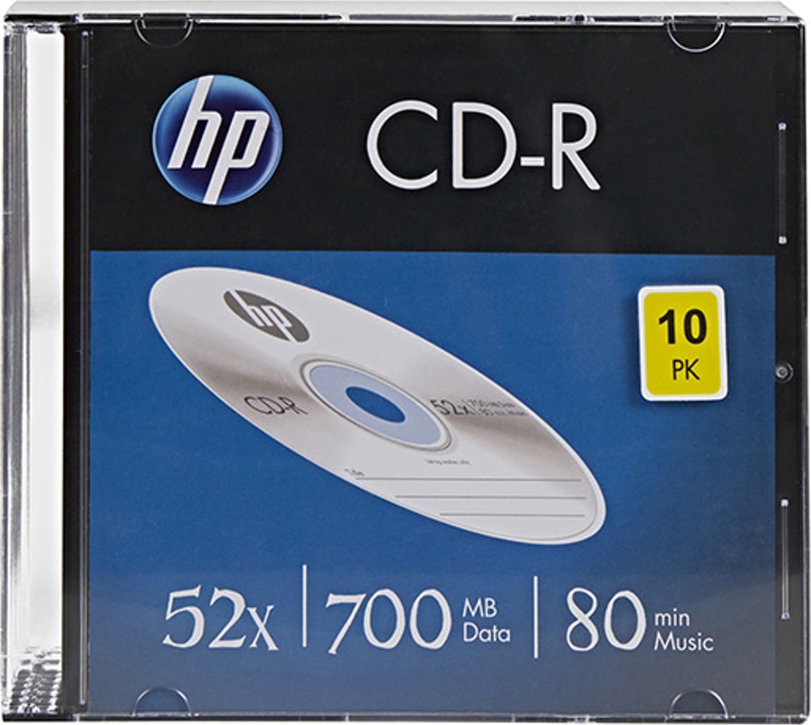 HP HP CD-R, CRE00085-3, 69310, 10-pack, 700MB, 52x, 80min., 12cm, bez możliwości nadruku, slim case, do archiwizacji danych