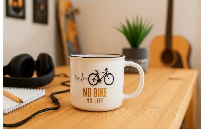 Kubek porcelanowy 380 ml Funky Rower czarny w pudełku