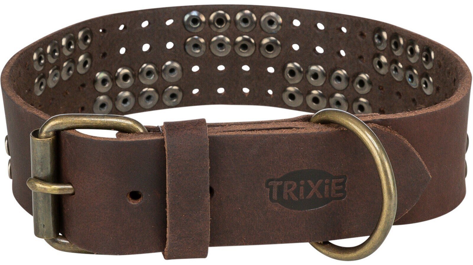 Trixie Rustic Rivet obroża dla psa z grubej skóry ciemnobrązowa XL: 55–65 cm/40 mm