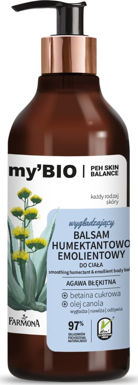 FARMONA my`Bio Wygładzający balsam humektantowo-emolientowy do ciała Agawa Błękitna 400 ml