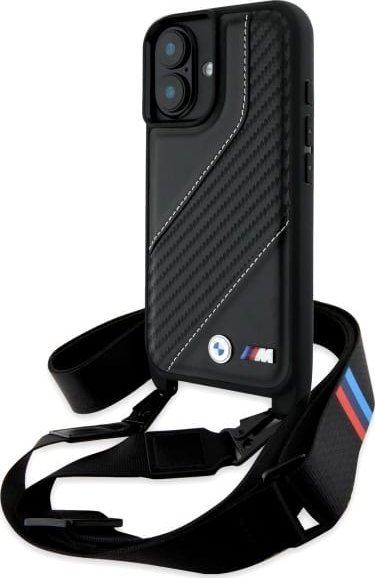 BMW BMHCP16S23PSCCK iPhone 16 6.1" czarny/black hardcase M Edition Carbon Stripe & Strap