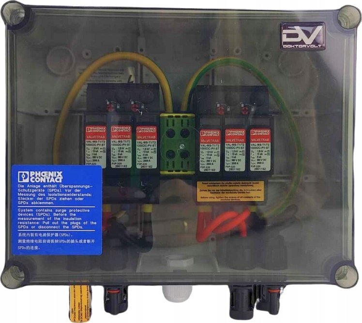 Doktorvolt Rozdzielnica PV fotowoltaiczna solarna DC 1000V T1 T2 MC4 2-stringowa Doktorvolt 1444