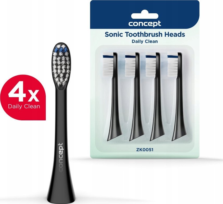 Końcówka Concept ZK0051 Końcówka szczoteczki do zębów PERFECT SMILE ZK500x, Daily Clean, 4 szt, czarne