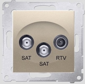 Kontakt-Simon Gniazdo antenowe SIMON54 SAT/SAT/RTV końcowe złoty - DASK2.01/44