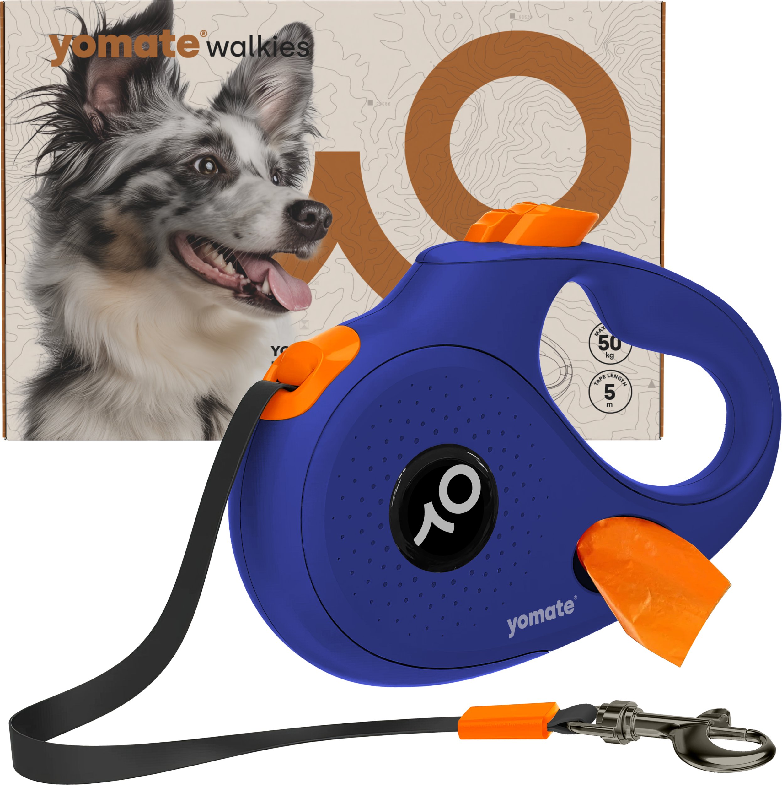 YOMATE! SMYCZ AUTOMATYCZNA DLA DUŻEGO PSA ZWIJANA Z BLOKADĄ