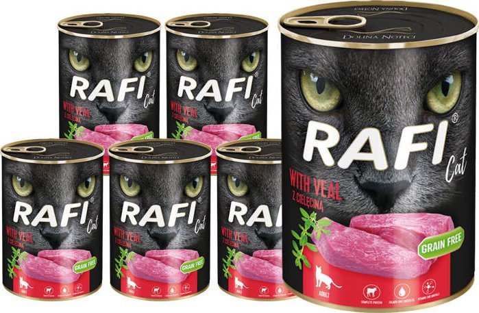 Mokra karma dla kota Rafi Cat Adult z cielęciną zestaw 12 x 400 g