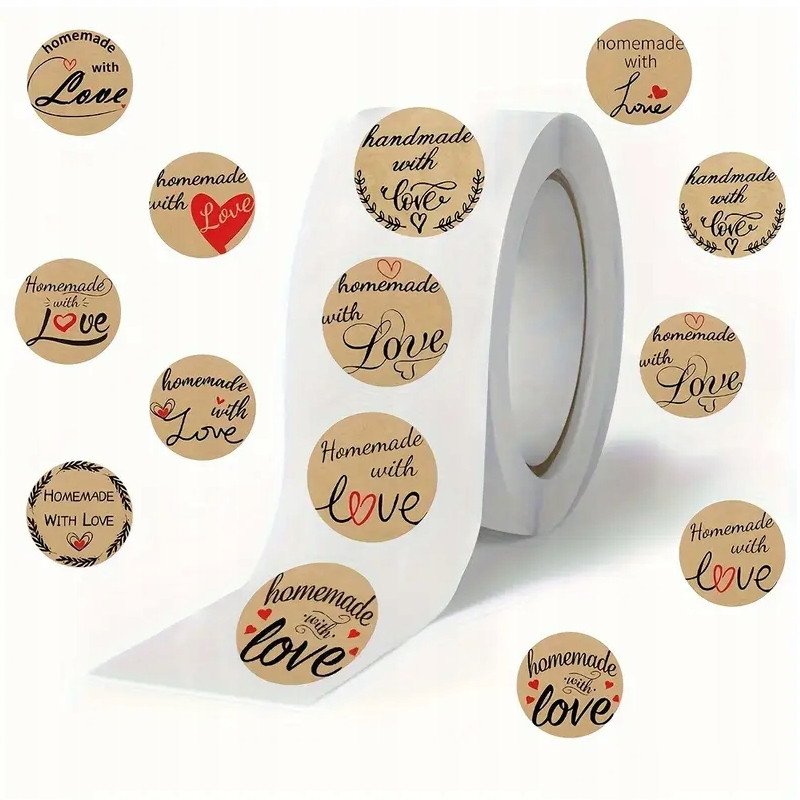 Naklejki Homemade with love Etykieta Dekoracyjna 500 szt.