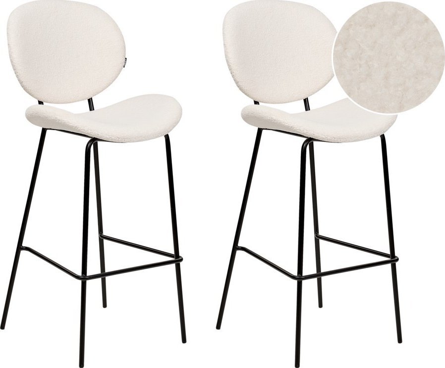Beliani Zestaw 2 krzeseł barowych boucle biały LUANA