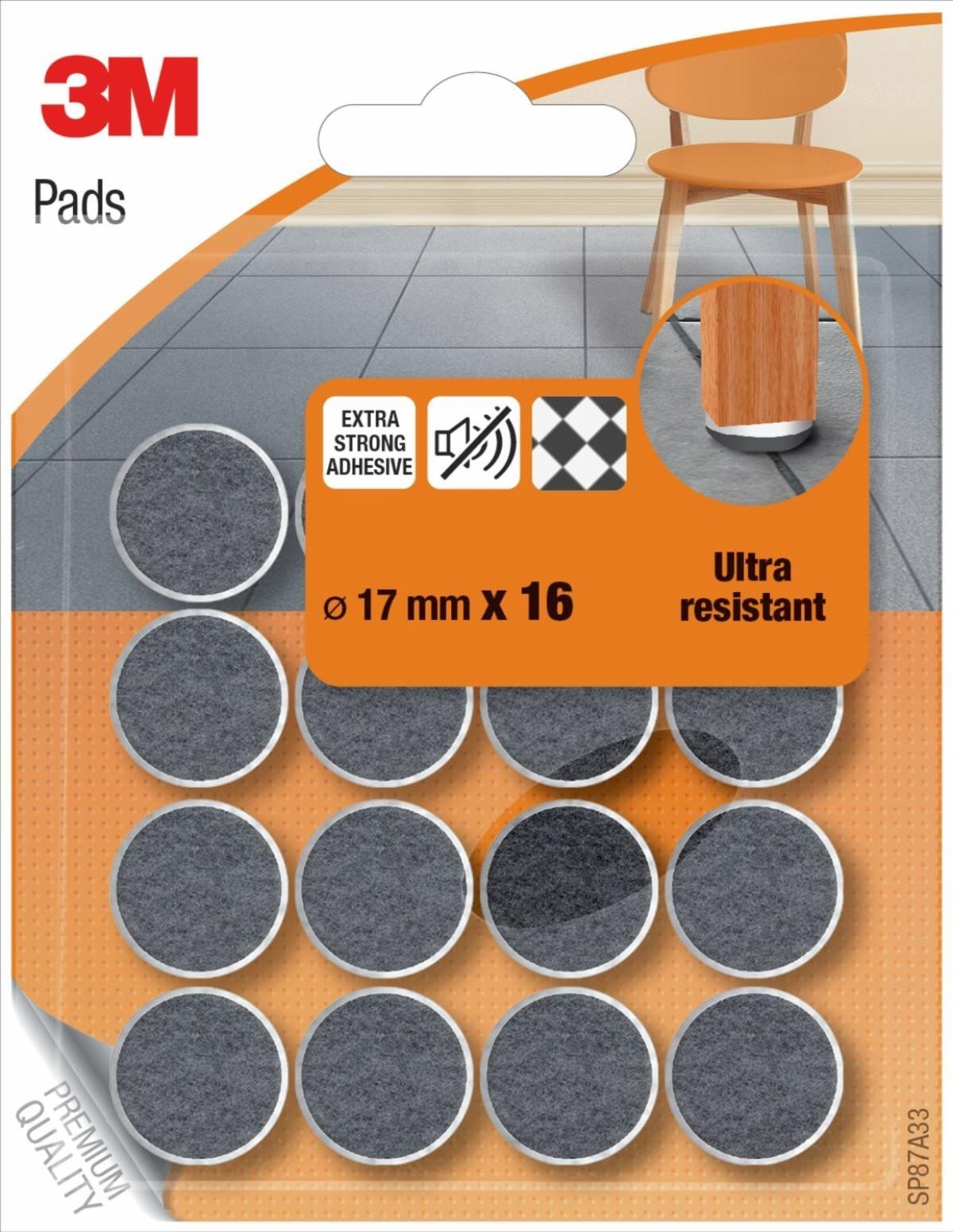 Ultra odporne podkładki filcowe SCOTCH, okrągłe, 17mm, 16 szt., czarno-białe