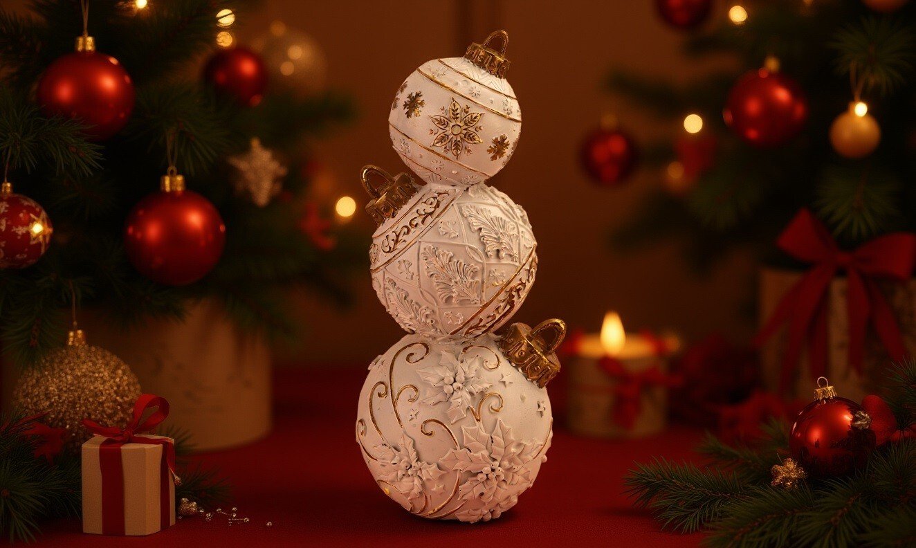 Ozdoba świąteczna Bombki ceramiczne 42 cm biało-złota