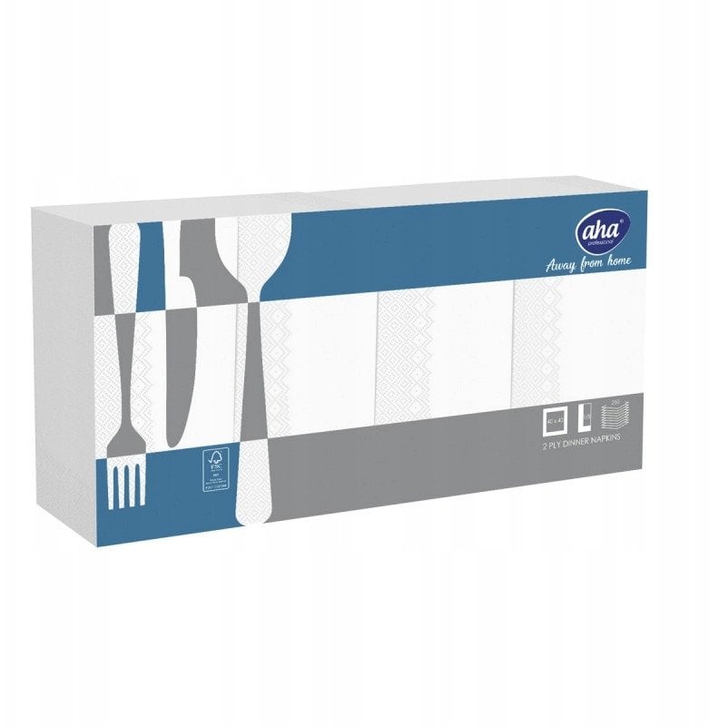 Serwetki AFH AHA, 2-warstwowe, składanie 1/8, 40x40cm, 250 szt., białe