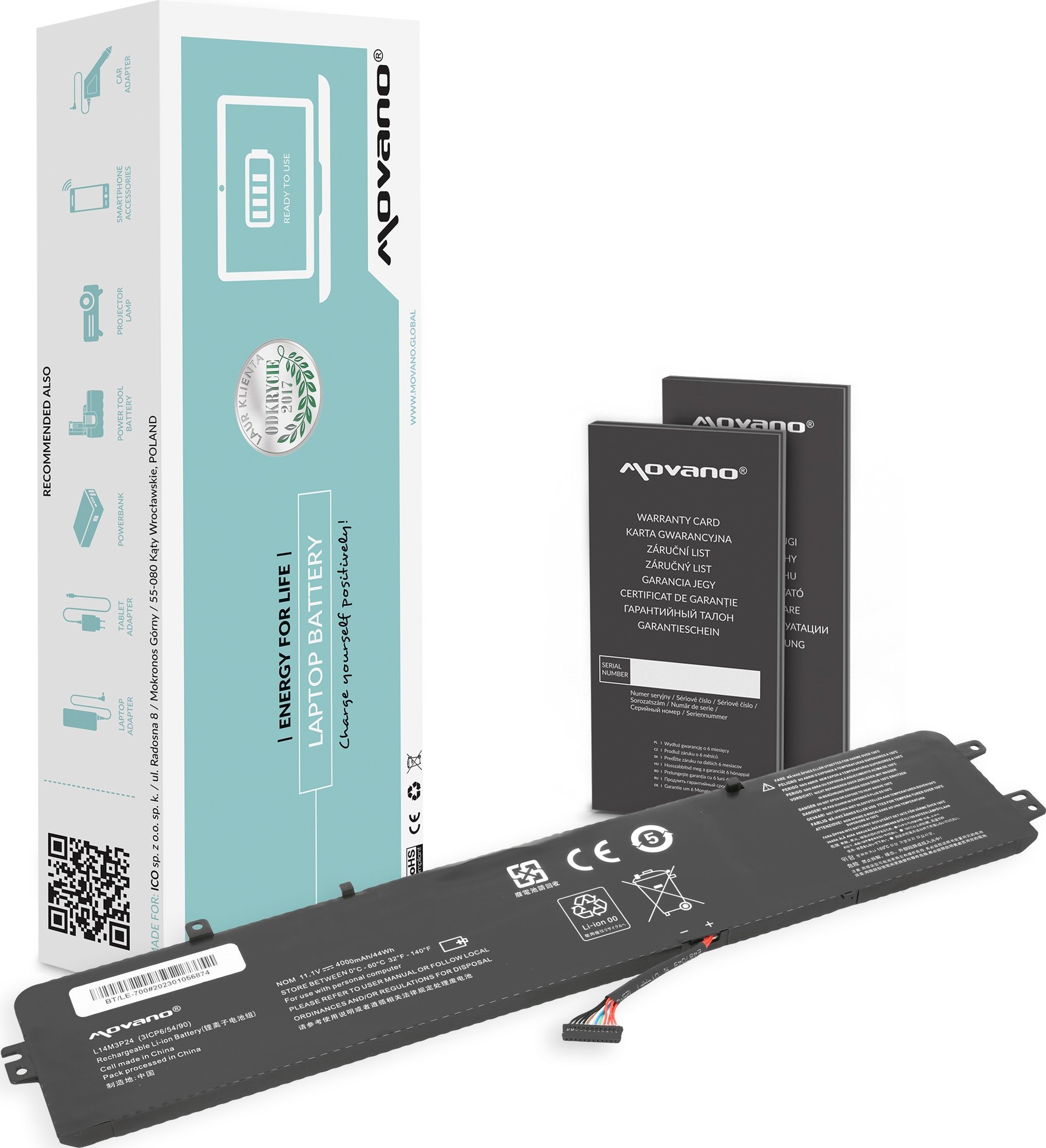 Bateria Movano Bateria L14M3P24 L14S3P24 do Lenovo 700-15ISK