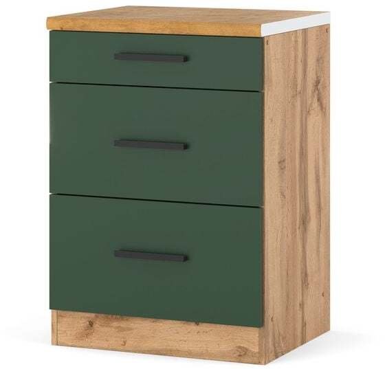 Szafka Kuchenna Stojąca Z Blatem 3 Szuflady Blande 60cm Wotan Zieleń