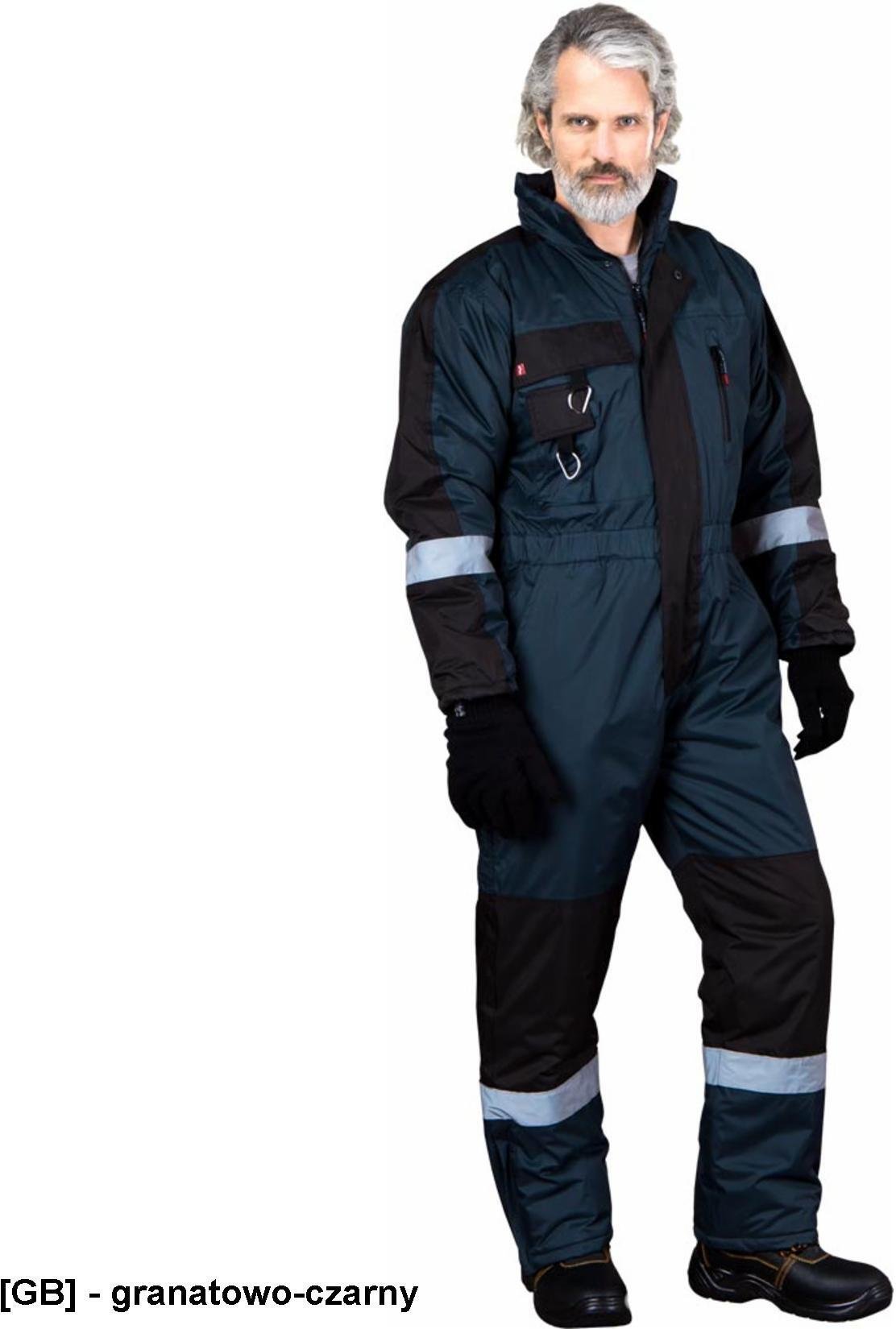 Kombinezon ochronny ocieplany kaptur troczki pasy odblaskowe rękaw nogwaki rozsuwane tkany PVC zamek błyskawiczny ALASKA-O 2XL