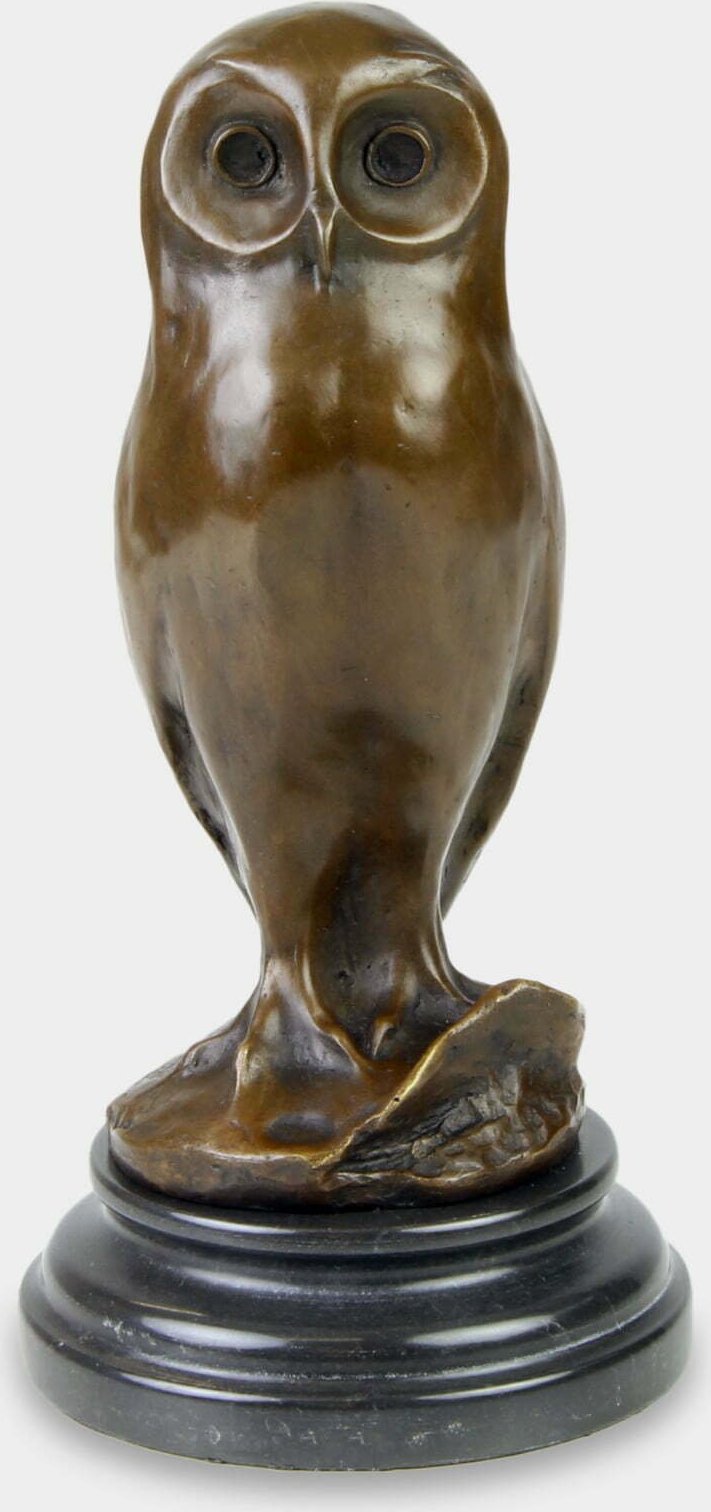 rzezbyzbrazu Młoda Sowa Rzeźba z Brązu na Marmurowej Podstawie