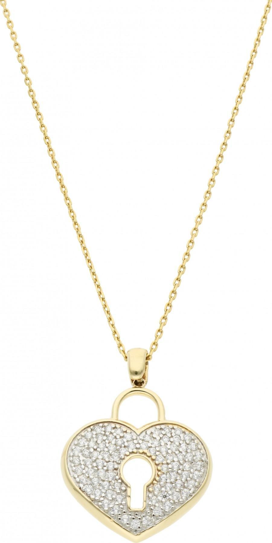 Rosanto Złota zawieszka serce z cyrkoniami i miejscem na klucz 585 14k