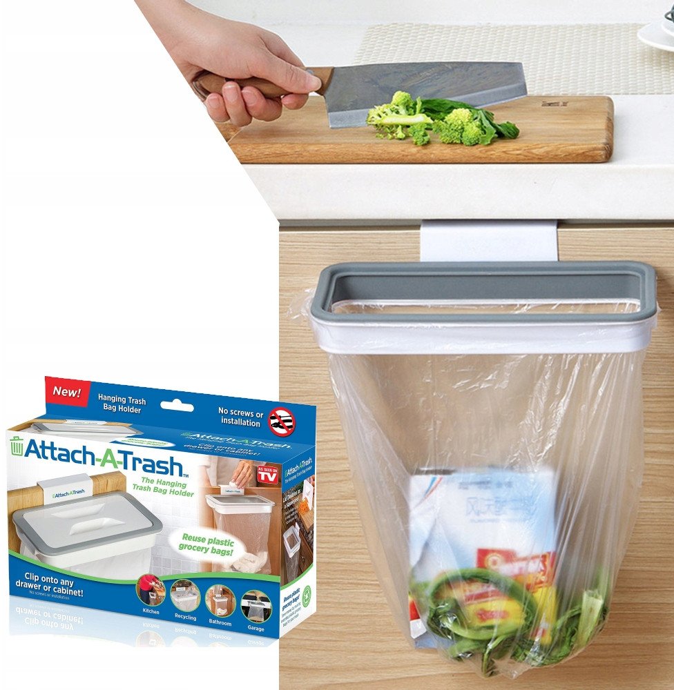 UCHWYT KUCHENNY na śmieci WOREK 3w1 ŚMIETNIK Szary