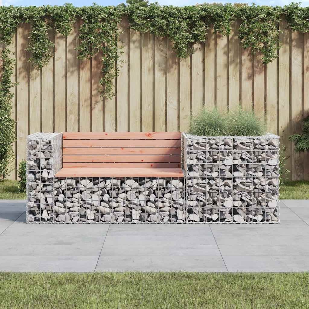 VidaXL Garden Bench With Gabion Basket Natural brown wood and grey steel