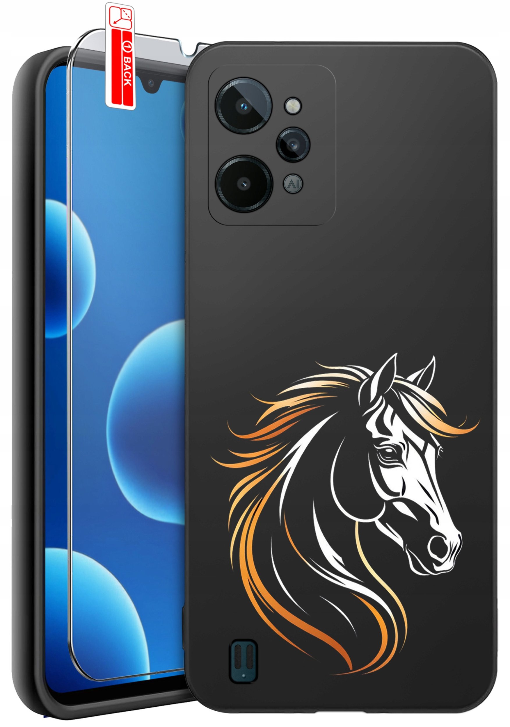 ETUI do Realme C31| WZORY | SILIKONOWE MATT CASE + SZKŁO 9H