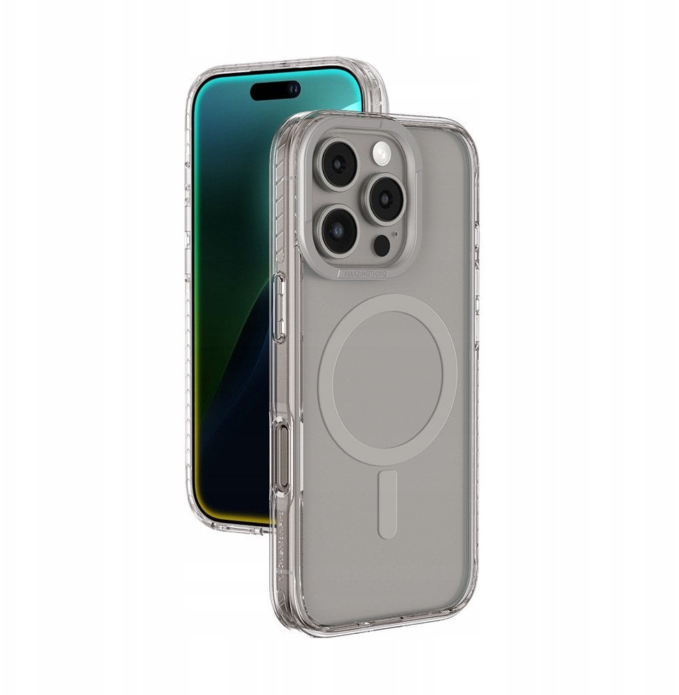 Etui silikonowe AMAZINGTHING Titan Pro Mag Case z pierścieniem magnetycznym do iPhone 16 Pro Max - szare