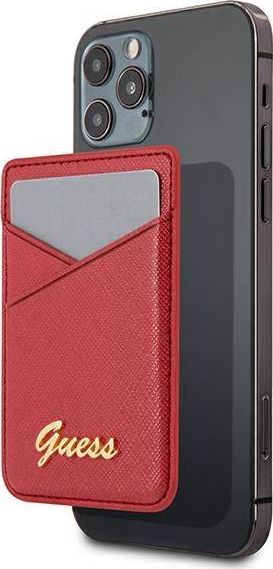 Guess Kieszeń na karty Wallet Card Slot GUWMSSASLRE MagSafe Saffiano czerwony/red