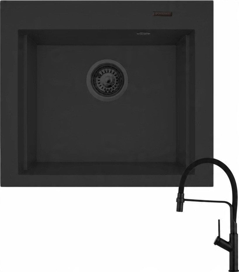 Zlew SIROS (57x51,5) 1B Black Edition + Bateria FLEXOS