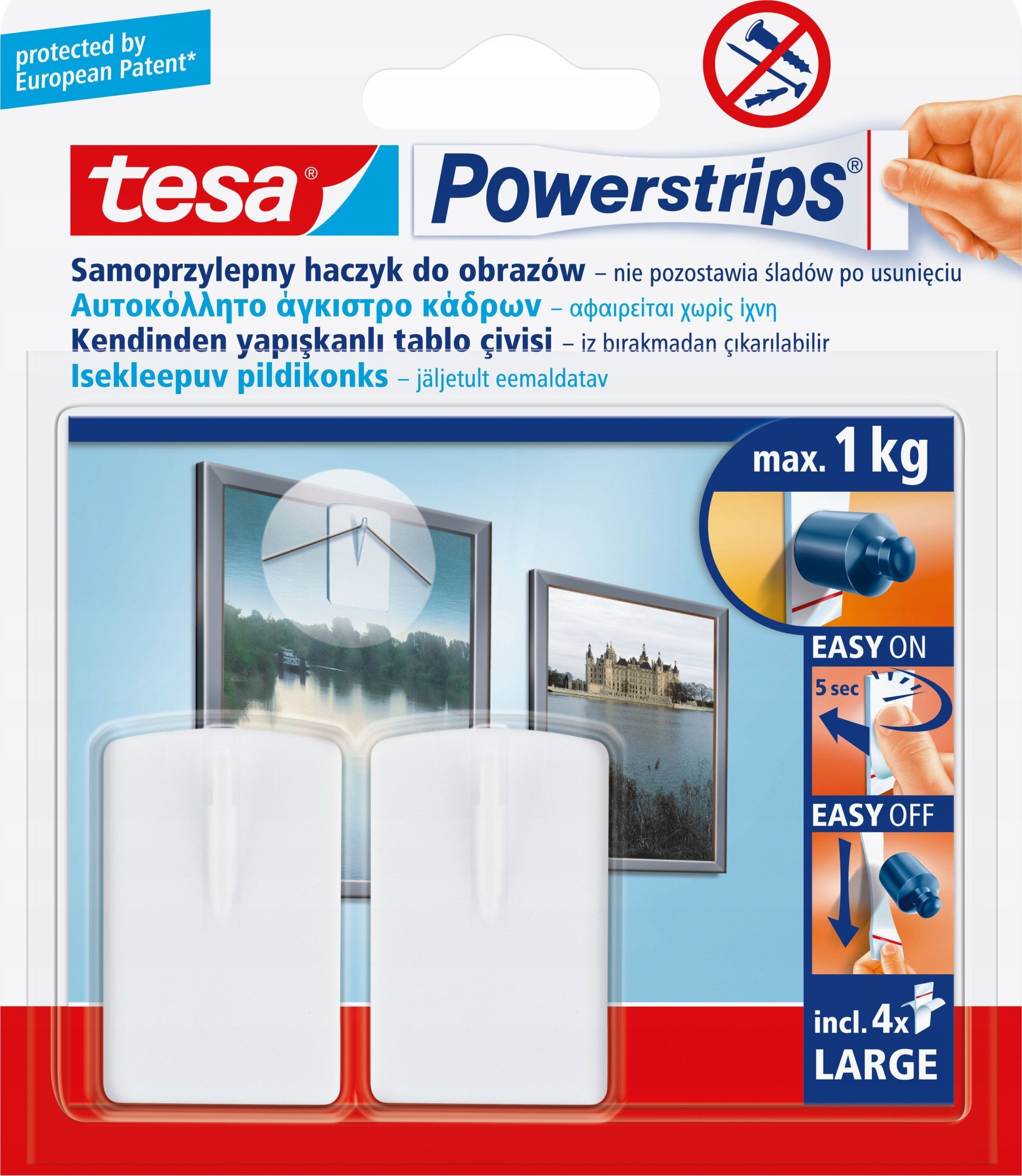 Tesa TESA 58031-00020-20 wieszak Wewnętrzna Hak na zdjęcia Biały 2 szt.