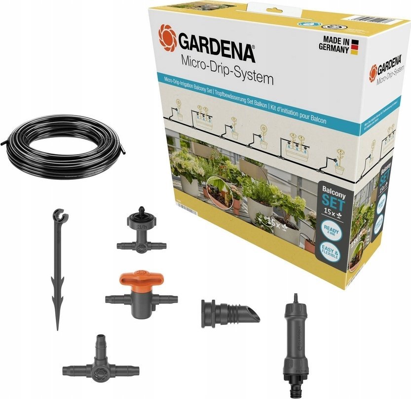 Gardena GARDENA Micro-Drip-System drip irrigation set balcony, 15 plants, drippers (black/grey, model 2023)
