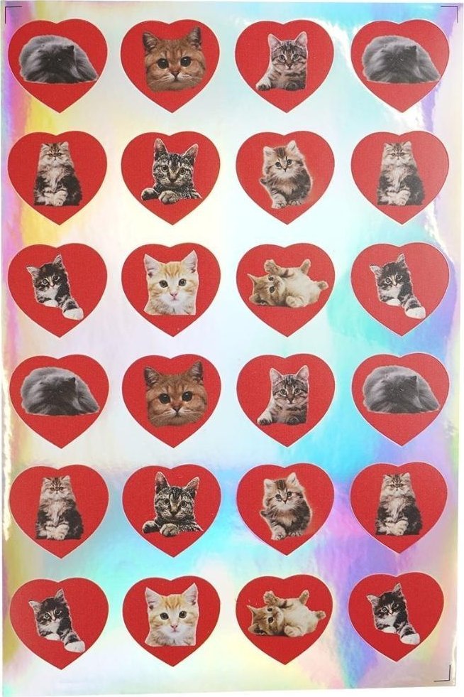 Naklejki serca z kotami