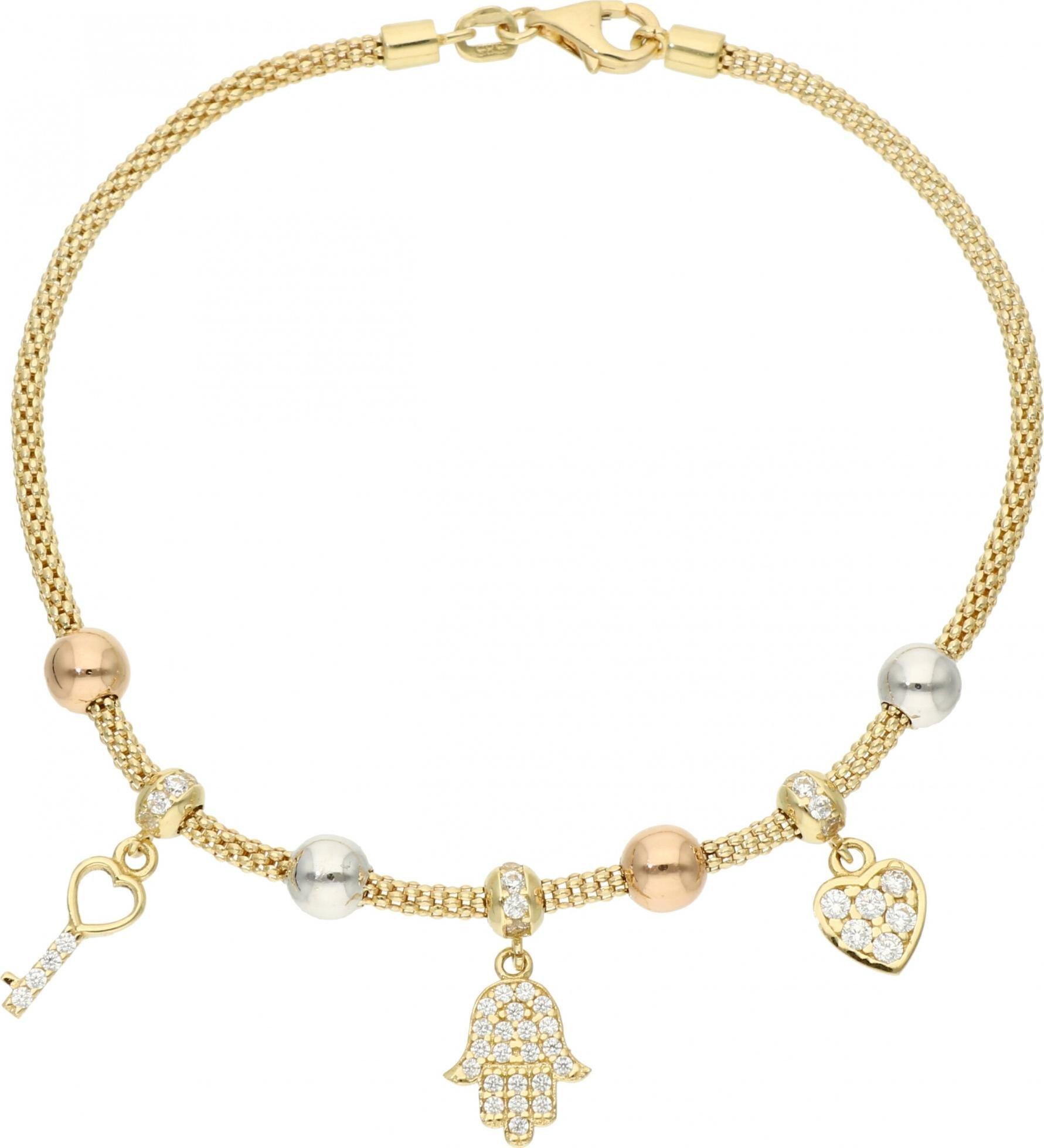 Rosanto Złota modna bransoletka z przywieszkami 19 cm 585 14k