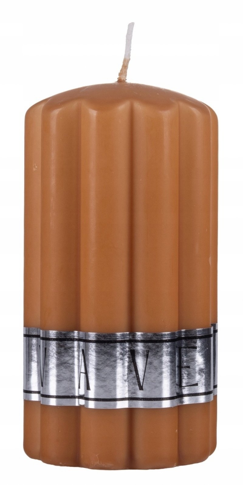 Donau Home Świeca słupek żłobkowana Wave, 70x130mm, karmelowy