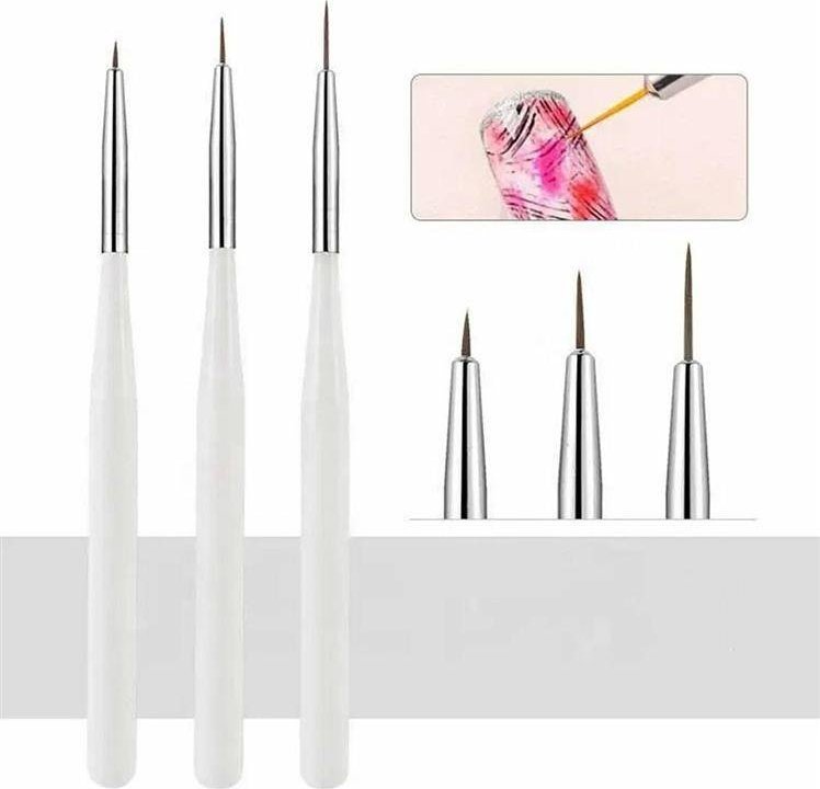 Aptel 3 PĘDZELKI Kosmetyczne do Żelu Zdobienie Paznokci 3 sztuki AG533E