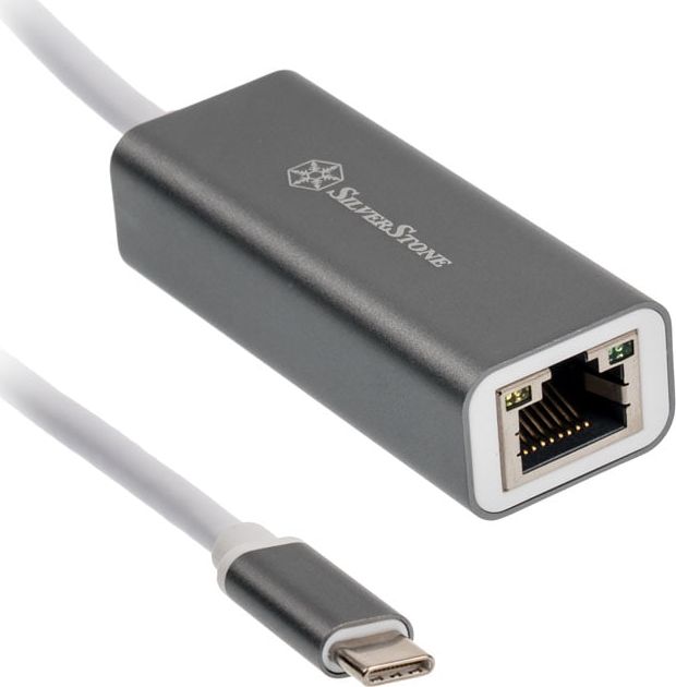 Adapter USB SilverStone USB-C - RJ45 Szary (40185)