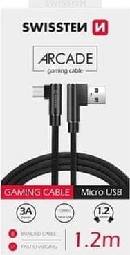 Kabel USB Swissten USB-A - microUSB 1.2 m Czarny (71527500)