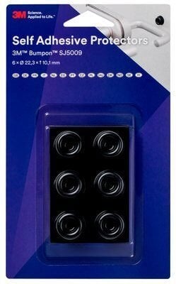 3M SJ5009BL, Black, Polyurethane, Rubber, Round, 2.23 cm, 10.1 mm, 6 pc(s)