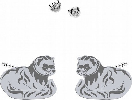 Radziszewska Jewellery Kolczyki Srebrne Fretka Wkrętki 925 Dedykacja Prezent Biżuteria