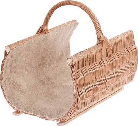 WickerPL Wiklinowy Kosz Kominkowy z Jutowym Obszyciem 50x30 H28/40 cm