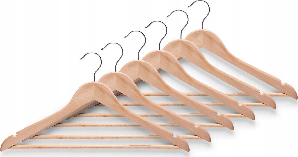 Zeller Wieszaki drewniane na płaszcze i ubrania, 6 sztuk w kolorze naturalnym, ZELLER