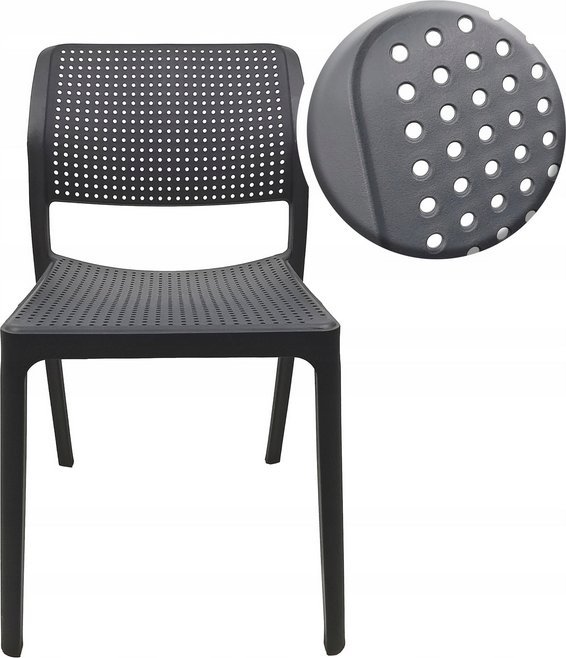 kontrast Krzesło ogrodowe z tworzywa sztucznego powłoka UV KP102 antracyt