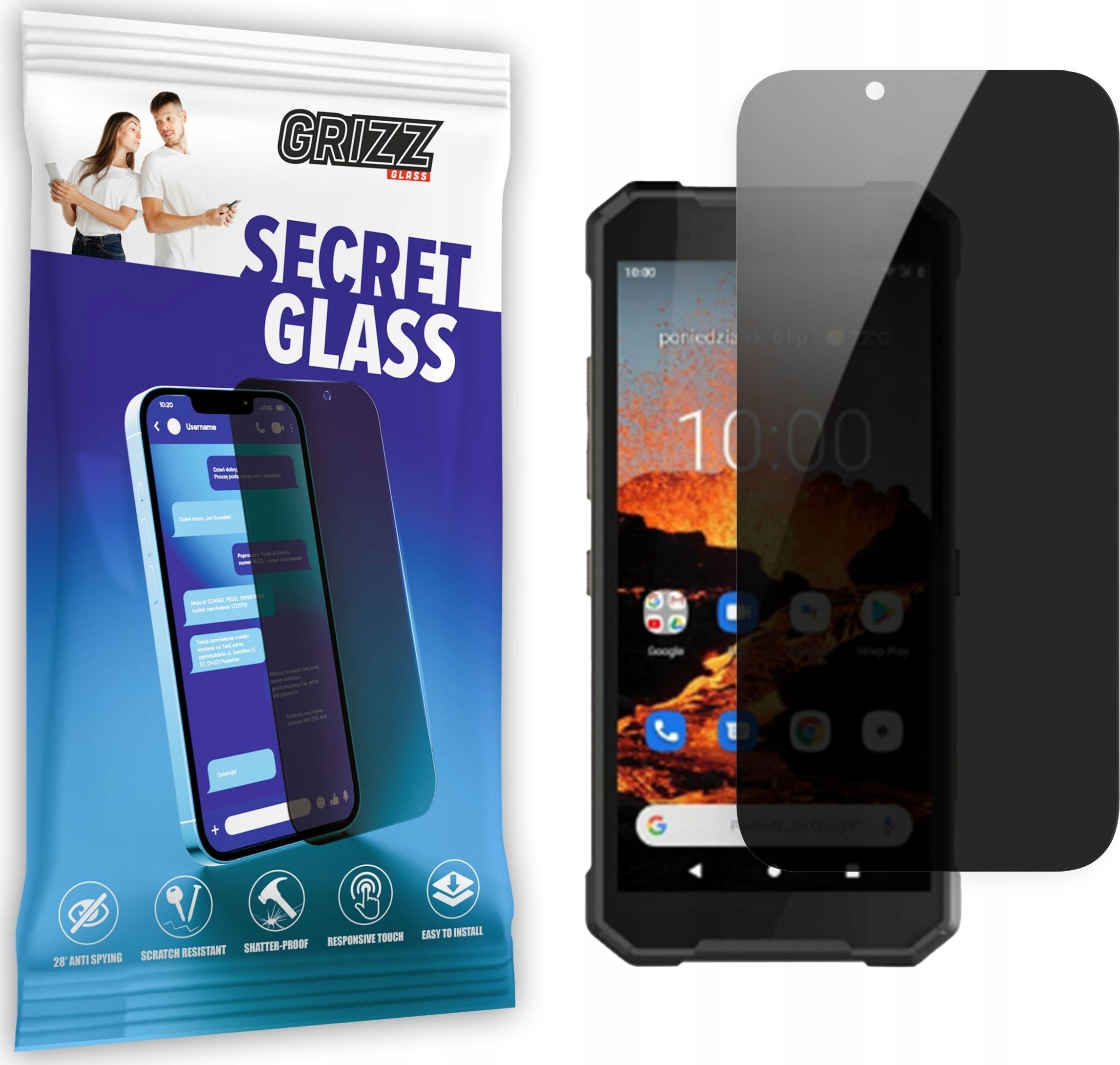 GrizzGlass Szkło prywatyzujące GrizzGlass SecretGlass MyPhone Hammer Professional BS21