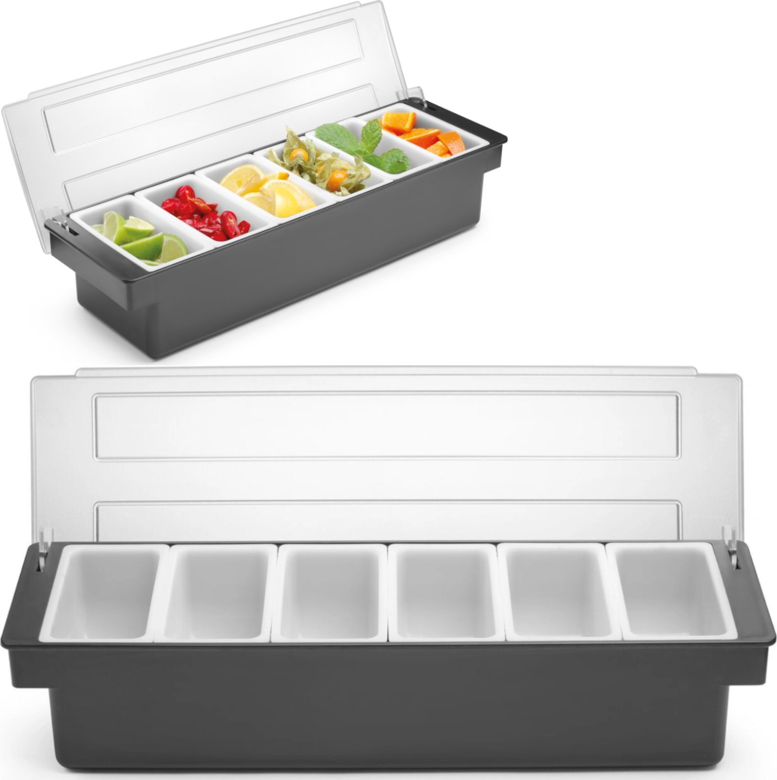 Royal Catering Pojemnik barmański organizer na dodatki do drinków koktajli - 6 wkładów Pojemnik barmański organizer na dodatki do drinków koktajli - 6