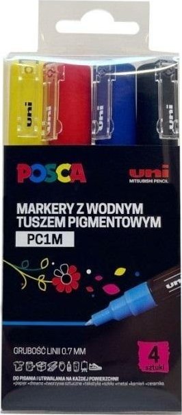 Markery plakatowe PC-1M 4 kolory POSCA UNI