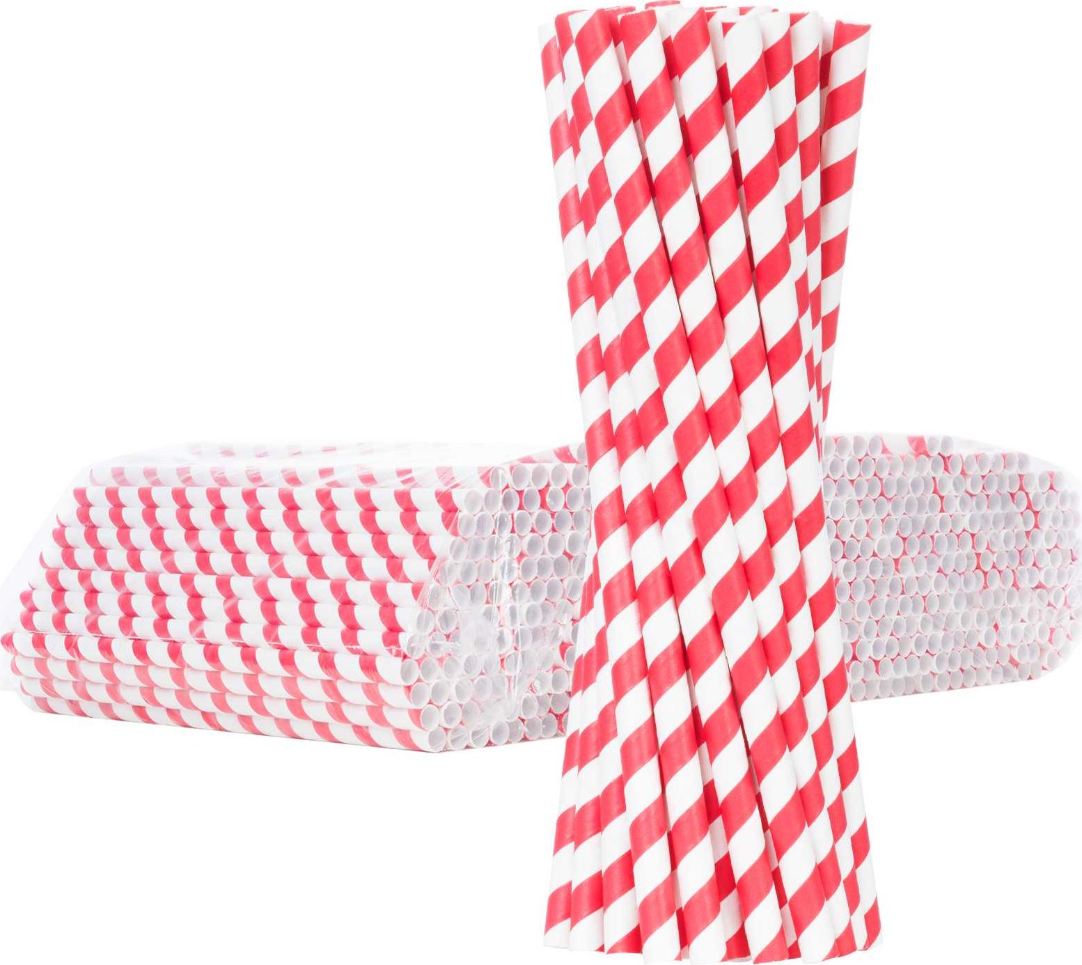 GSG słomki papierowe BIO* PAPER STRAWS grube 8/205mm biało-czerwone 500 sztuk (1009901)